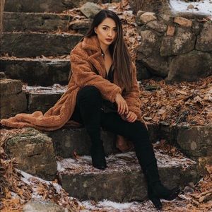 Long teddy trench coat